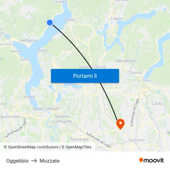 Oggebbio to Mozzate map