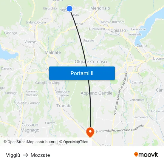 Viggiù to Mozzate map