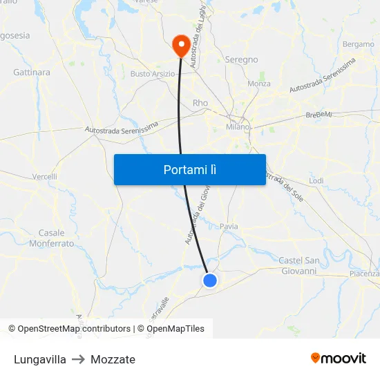 Lungavilla to Mozzate map