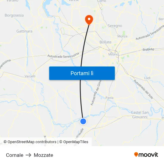 Cornale to Mozzate map