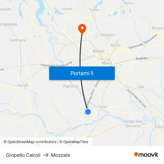 Gropello Cairoli to Mozzate map