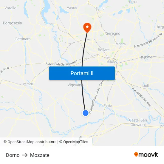 Dorno to Mozzate map