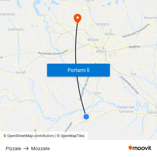 Pizzale to Mozzate map