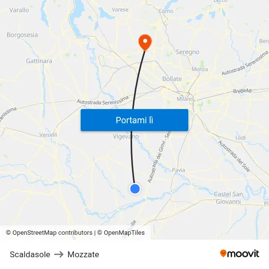 Scaldasole to Mozzate map