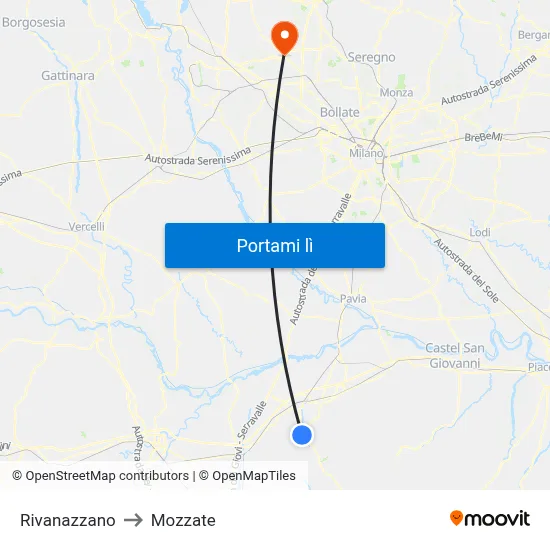 Rivanazzano to Mozzate map