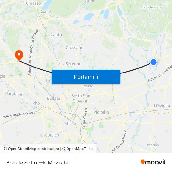 Bonate Sotto to Mozzate map