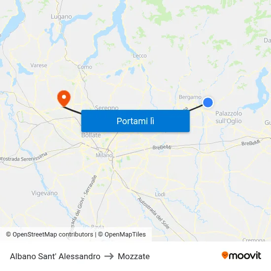 Albano Sant' Alessandro to Mozzate map