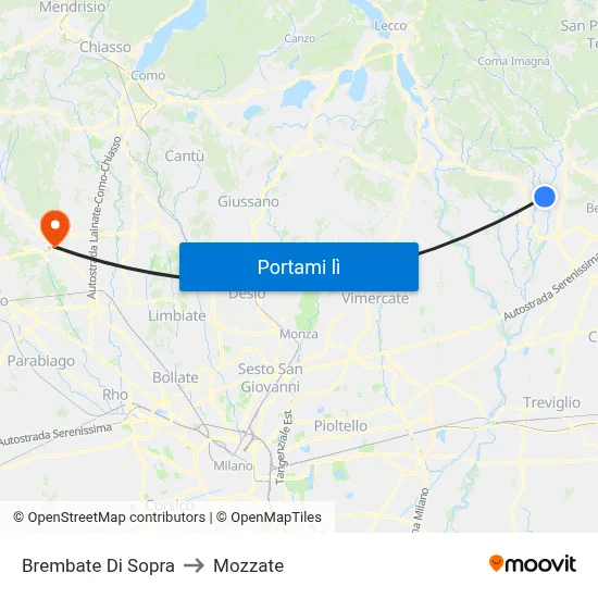 Brembate Di Sopra to Mozzate map
