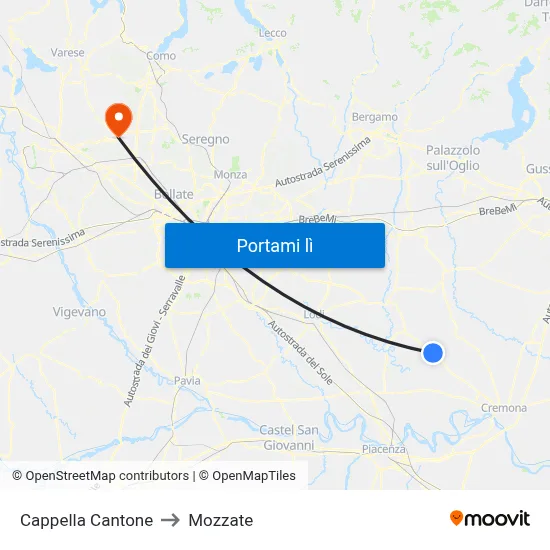 Cappella Cantone to Mozzate map