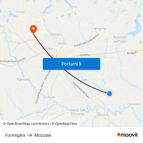 Formigara to Mozzate map