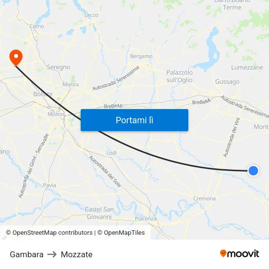 Gambara to Mozzate map