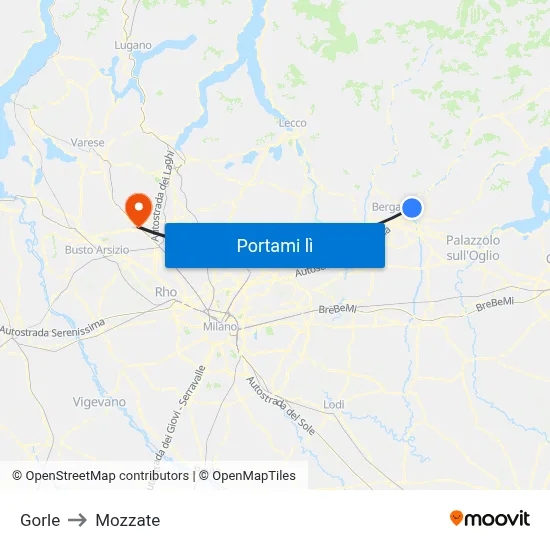Gorle to Mozzate map