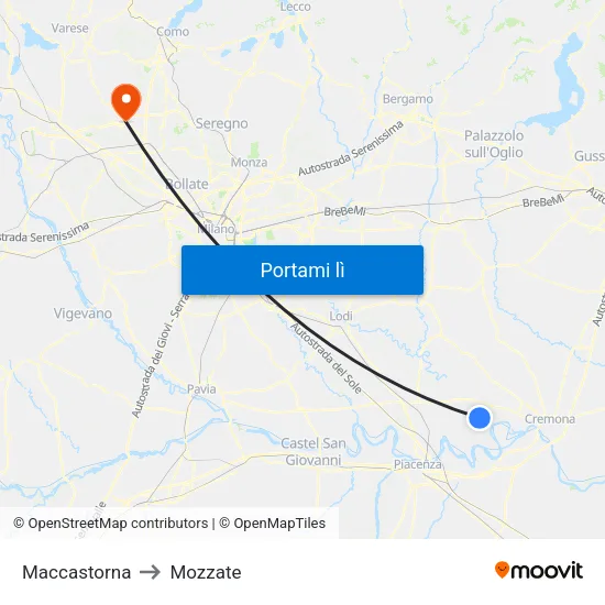 Maccastorna to Mozzate map