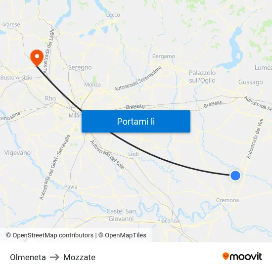 Olmeneta to Mozzate map