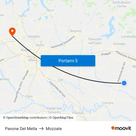 Pavone Del Mella to Mozzate map