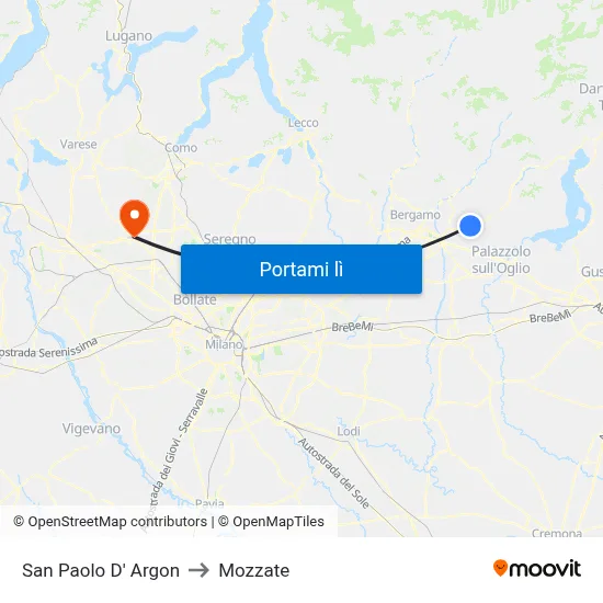 San Paolo D' Argon to Mozzate map