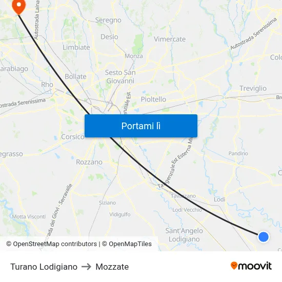 Turano Lodigiano to Mozzate map