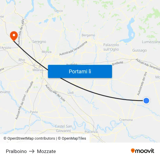 Pralboino to Mozzate map