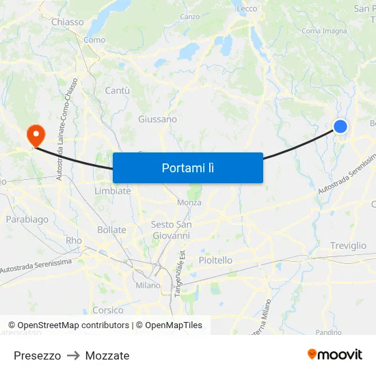 Presezzo to Mozzate map