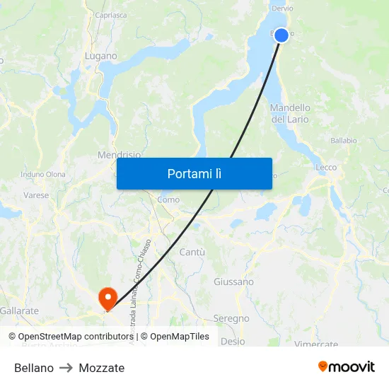 Bellano to Mozzate map