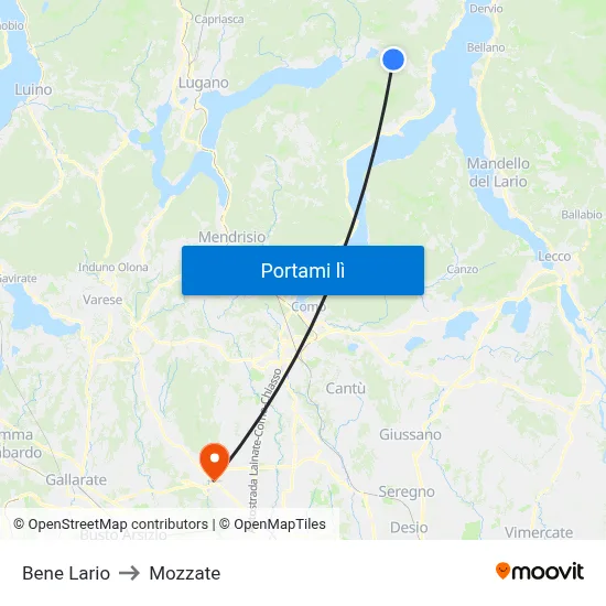Bene Lario to Mozzate map