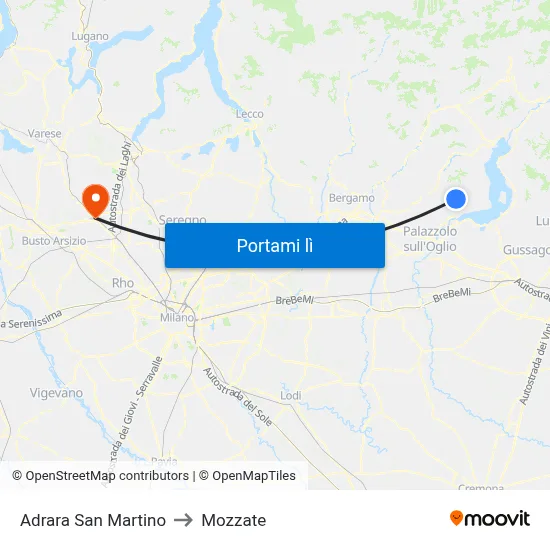 Adrara San Martino to Mozzate map