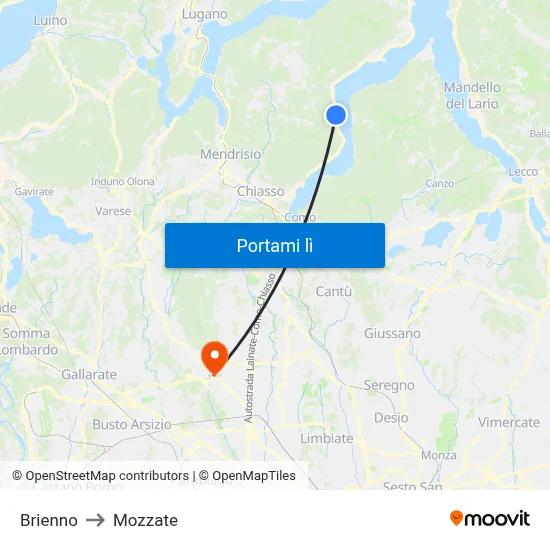 Brienno to Mozzate map