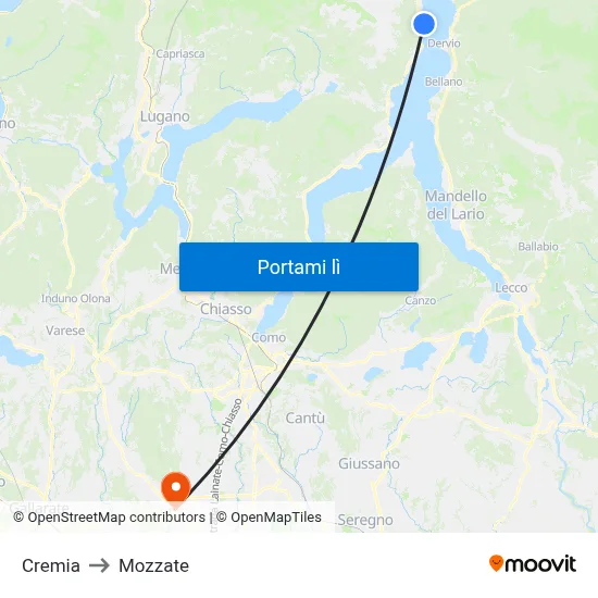 Cremia to Mozzate map