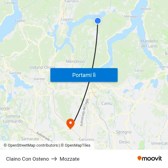Claino Con Osteno to Mozzate map