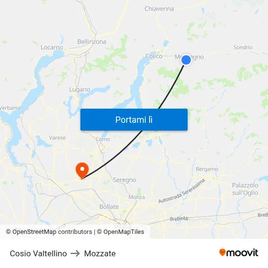 Cosio Valtellino to Mozzate map