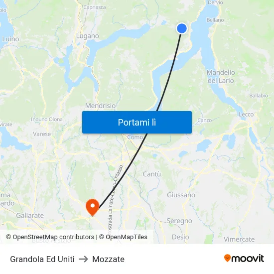 Grandola Ed Uniti to Mozzate map