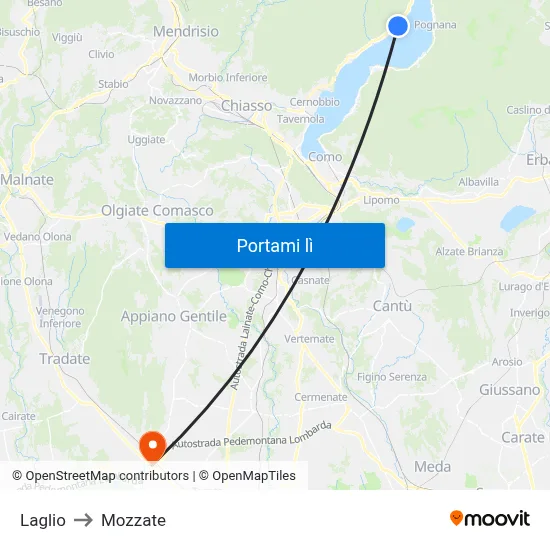 Laglio to Mozzate map