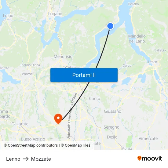 Lenno to Mozzate map