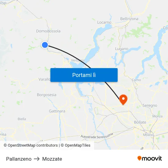 Pallanzeno to Mozzate map
