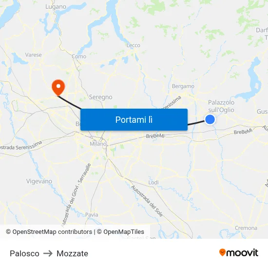 Palosco to Mozzate map