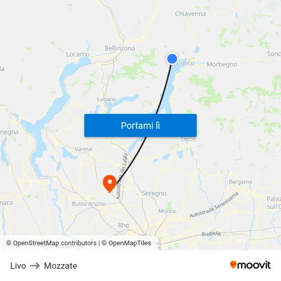 Livo to Mozzate map