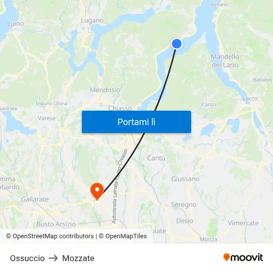 Ossuccio to Mozzate map