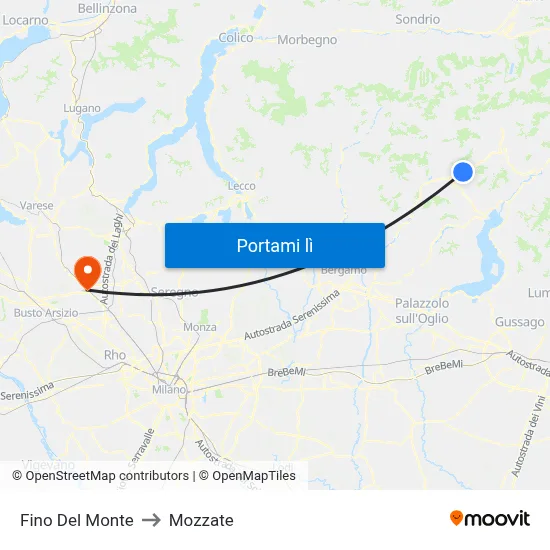 Fino Del Monte to Mozzate map