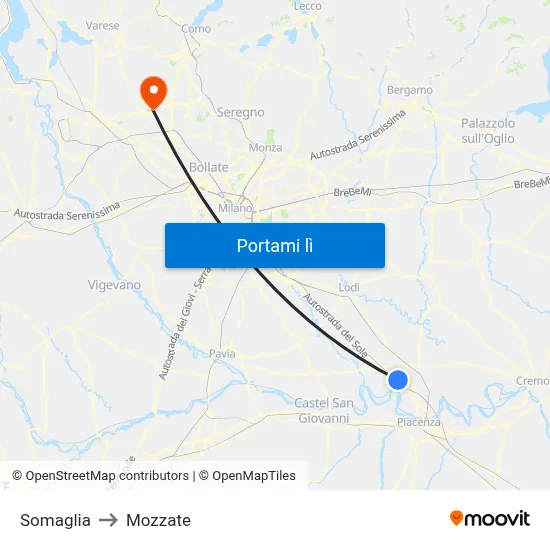 Somaglia to Mozzate map