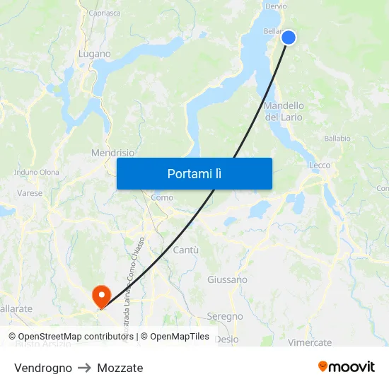 Vendrogno to Mozzate map