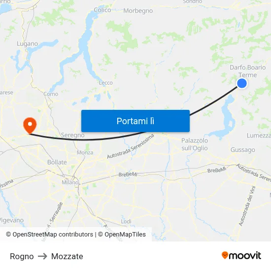 Rogno to Mozzate map