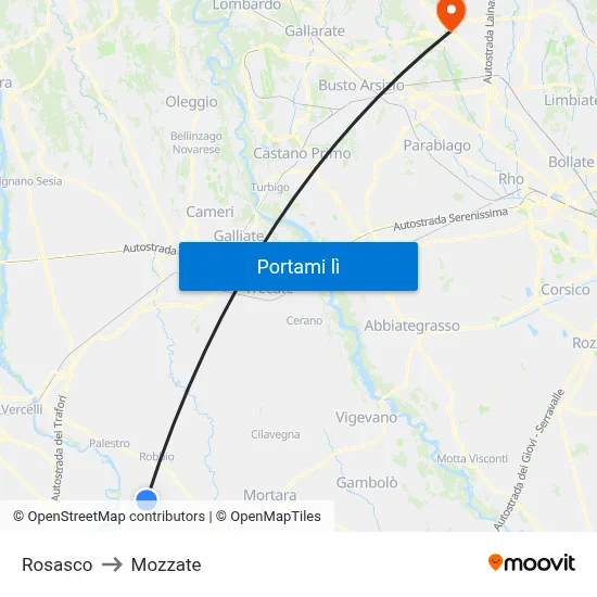 Rosasco to Mozzate map