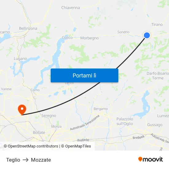 Teglio to Mozzate map