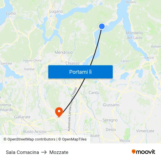 Sala Comacina to Mozzate map