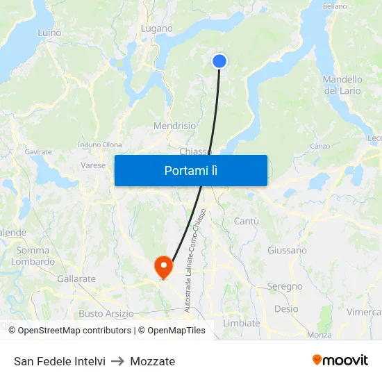 San Fedele Intelvi to Mozzate map