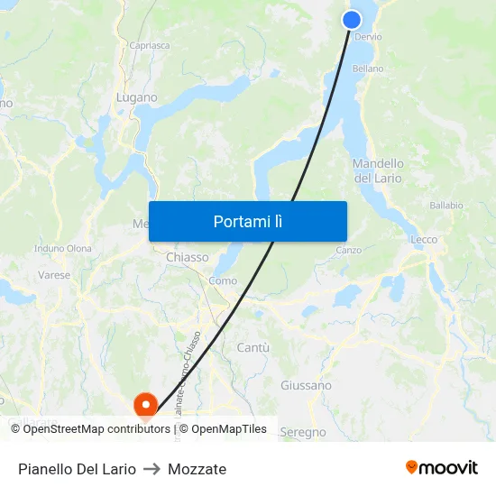 Pianello Del Lario to Mozzate map