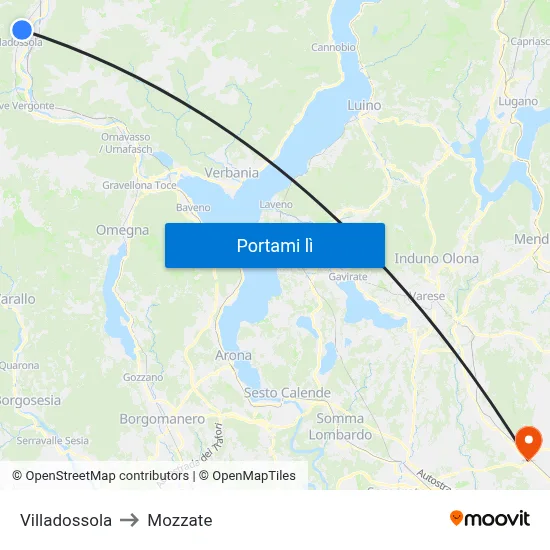 Villadossola to Mozzate map