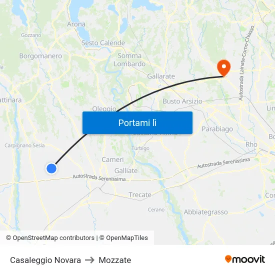Casaleggio Novara to Mozzate map