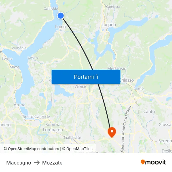 Maccagno to Mozzate map
