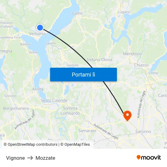 Vignone to Mozzate map